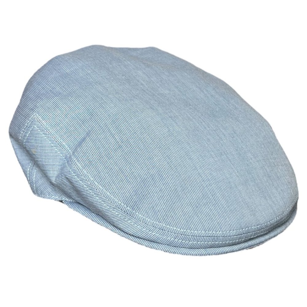 Hermes Genuine Fine Striped Blue Gray Cotton Cap Hat Made In France